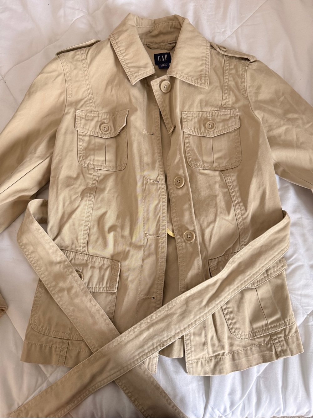 GAP Women's Tan Utility Jacket with Belt (Paige dupe that cost 269. See photo)